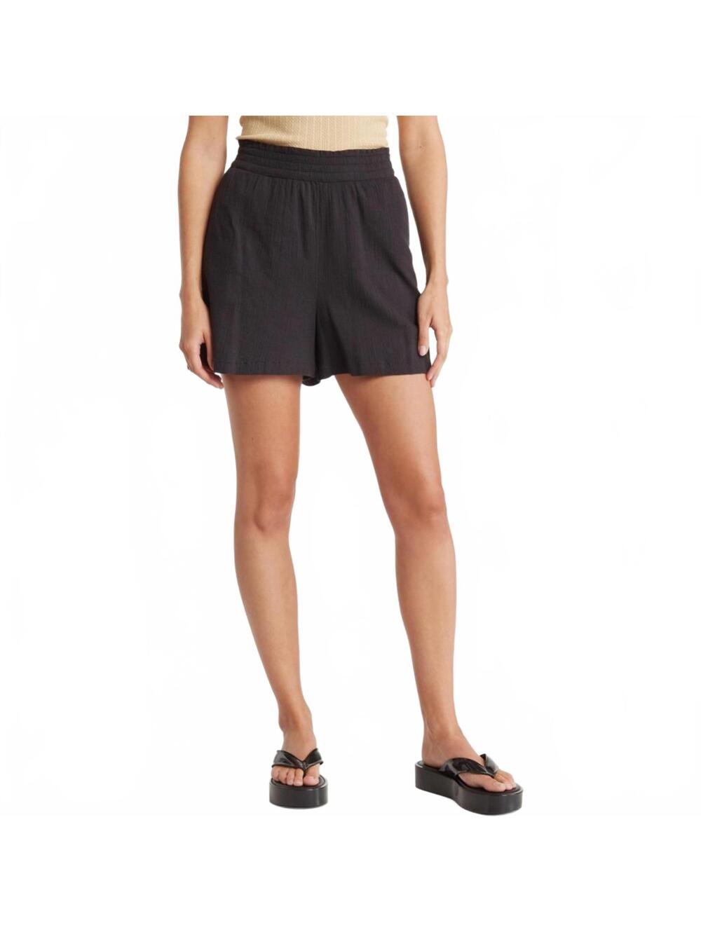 Abound Cotton Gauze Pull-On Shorts Washed Black Grey XS